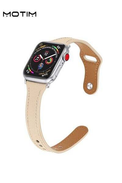 MOTIM Leather Apple Watch Band for Apple Watch Series Band Genuine Leather Slim Replacement Strap,