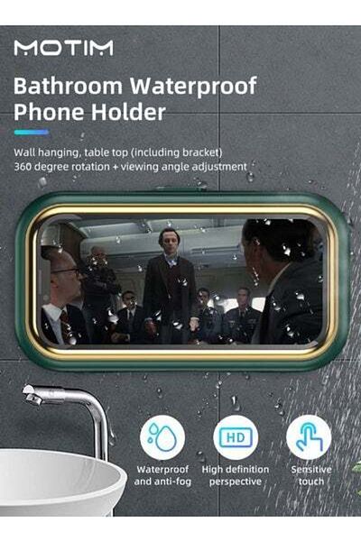 MOTIM Waterproof Shower Phone Holder with 360° Rotation Angle Adjustable Wall Mounted Phone Holder
