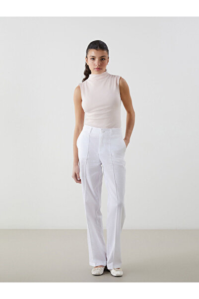 LC Waikiki Ozmarka New Season Linen Blend Women's Pleated Trousers