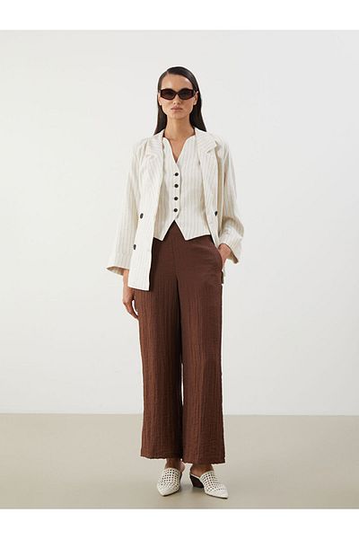 LC Waikiki New Season Women's Linen Look Trousers with Elastic Waist - S5Qe91Z8