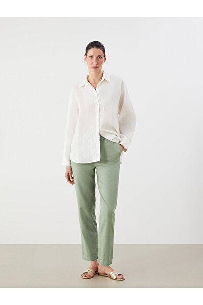 LC Waikiki Vlastite nove sezonale ženske pantalone sa elastičnim strukom Lan ...