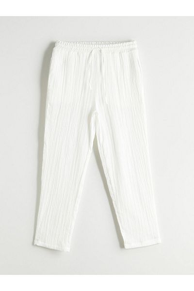 LC Waikiki Pantaloni de damă din muselină texturată cu talie elastică sezon nou - S5PL92Z8