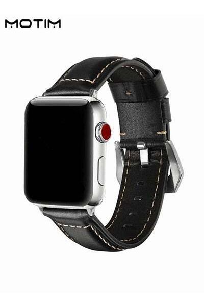 MOTIM Leather Apple Watch Band 42mm 44mm 45mm 49mm M/L, Genuine Leather Wristband Replacement Strap