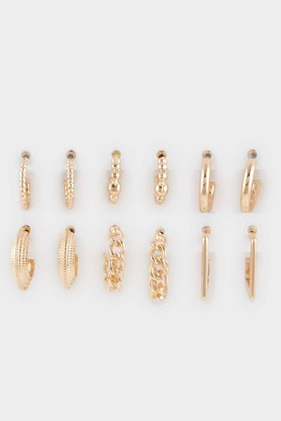 DeFacto Women's 6-Piece Gold Earrings F5943Axns
