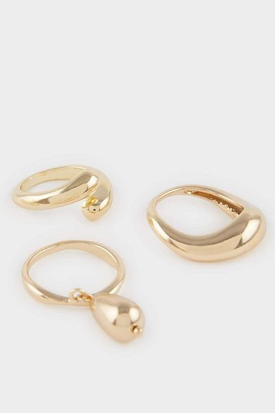 DeFacto Women's 5-Piece Gold Earrings F1344Axns