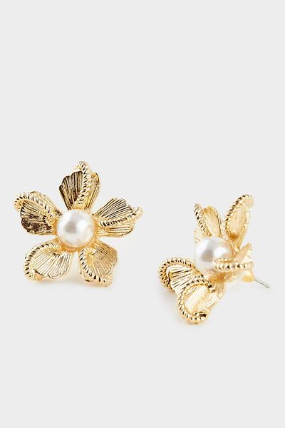 DeFacto Women's Floral Gold Earrings F0890Axns