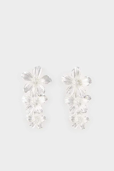 DeFacto Women's Floral Silver Earrings F0909Axns