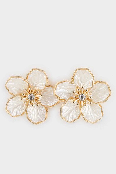 DeFacto Women's Floral Gold Earrings F0897Axns