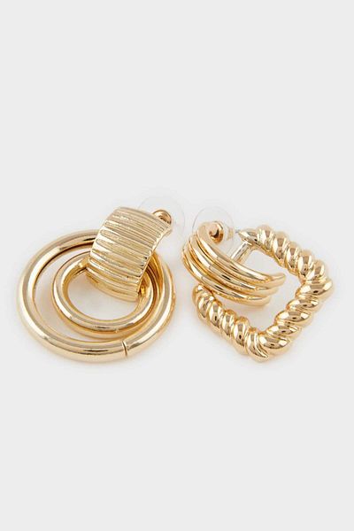 DeFacto Women's 2-Piece Gold Earrings F1399Axns