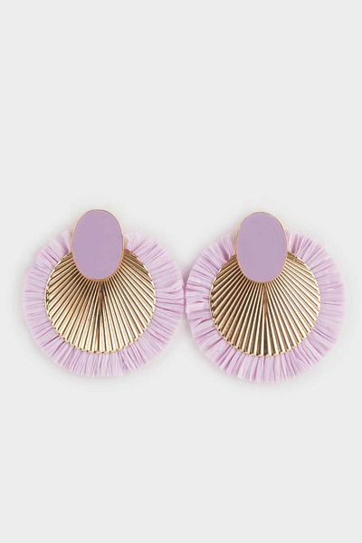 DeFacto Women's Lilac Gold Straw Detailed Earrings F0843Axns