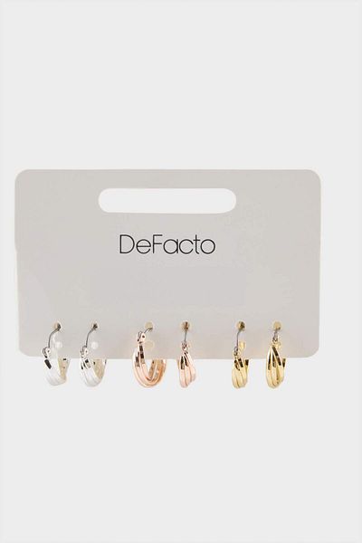 DeFacto Women's Triple Hoop Earrings F5981Axns