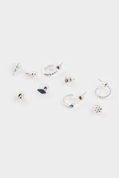 DeFacto Women's 9-Piece Silver Earrings F1269Axns
