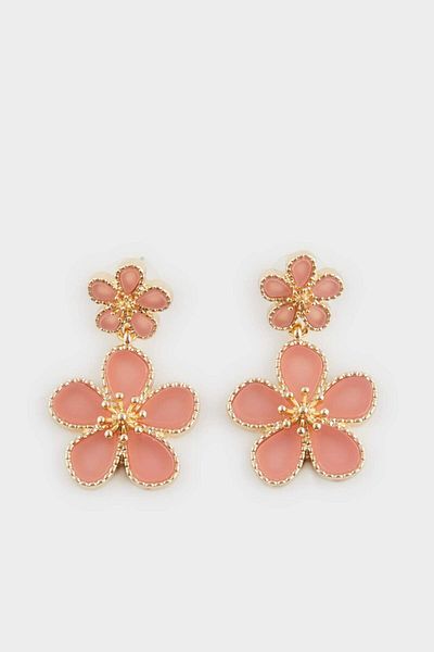 DeFacto Women's Pink Floral Dangle Earrings F0904Axns
