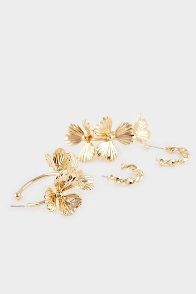 DeFacto Women's 2-Piece Gold Earrings F0910Axns