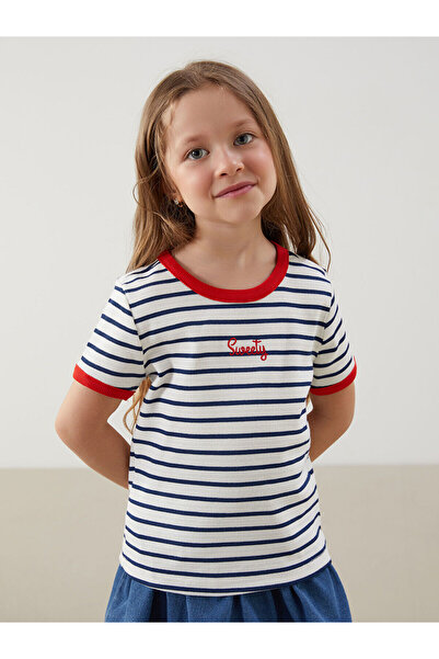 LC Waikiki Κοριτσίστικο μπλουζάκι LCW Kids Crew Neck ριγέ