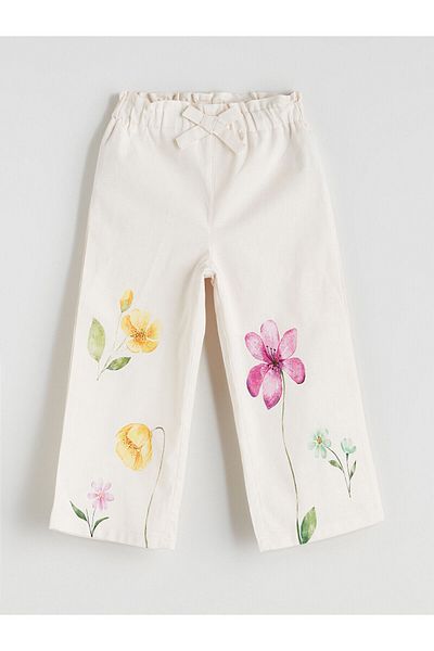 LC Waikiki New Season Elastic Waist Floral Girls' Pants - S5Ko83Z1