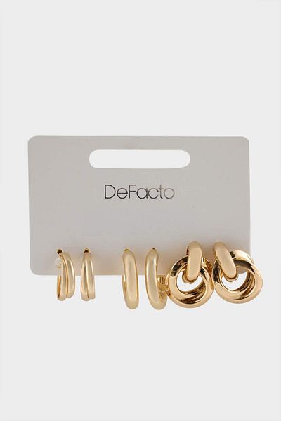 DeFacto Women's 3-Piece Gold Earrings F5973Axns