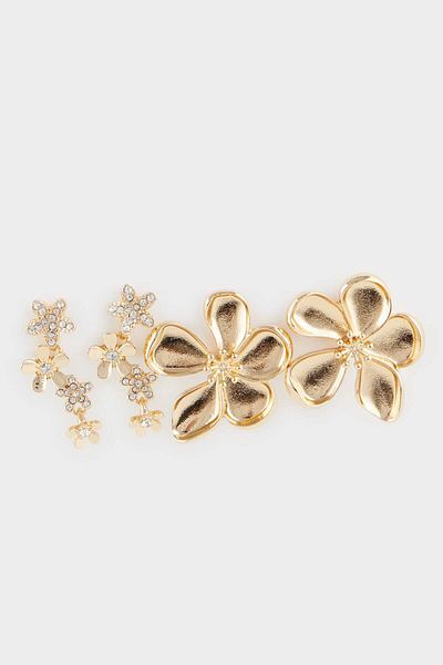 DeFacto Women's 2-Piece Floral Earrings F0885Axns