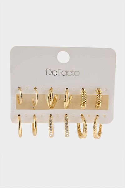 DeFacto Women's 6-Piece Gold Earrings F5968Axns