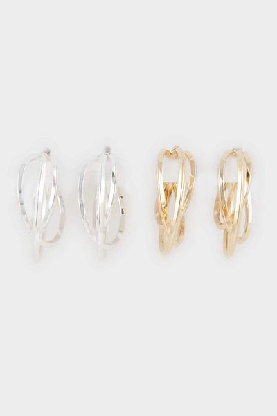 DeFacto Women's 2-Piece Hoop Earrings F5939Axns
