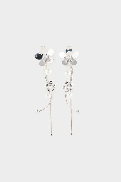 DeFacto Women's Floral Dangle Silver Earrings F0906Axns