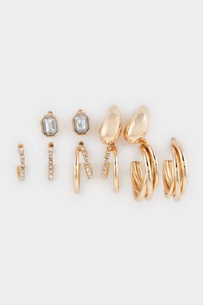 DeFacto Women's 5-Piece Gold Earrings F5945Axns