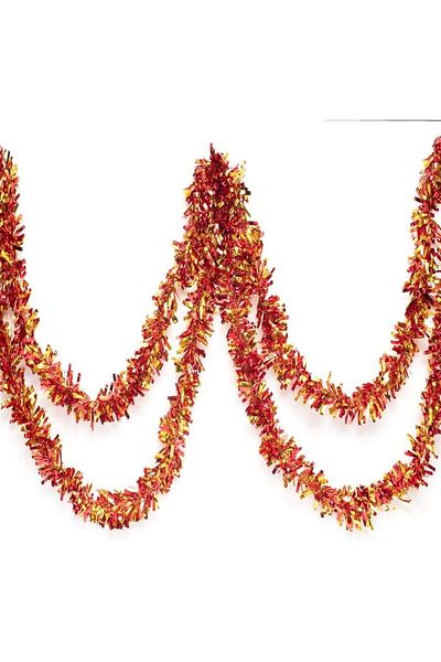 NW NessiWorld Red Gold Color 6 cm Width Garland Double Color Glitter Ornament 180 cm