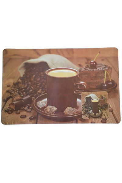 PUFO Set suporturi și farfurii pentru pahare pentru servirea mâncării, model Pufo Perfect Morning, 6 bucăți