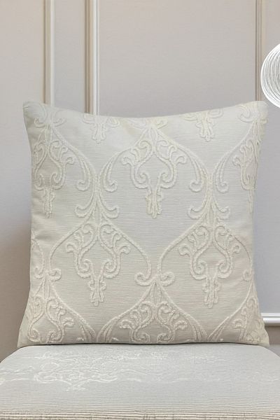 EVYA Punch Chenille 43X43 cm Sofa Throw Pillow Cover Luxury Decorative Feather Special Design Modern Decoration Flower