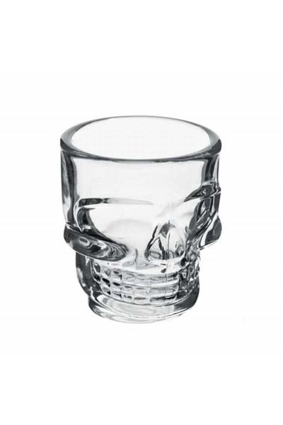 PUFO Set of 2 glass shot glasses, skull shape, 50 ml, Pufo
