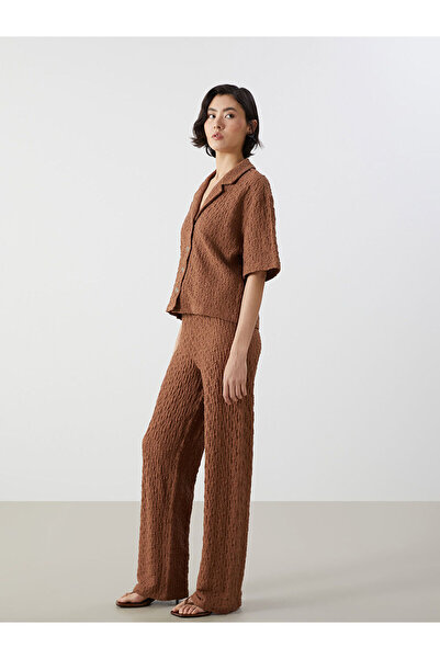 LC Waikiki Nevavm Textured Women's Trousers with Elastic Waist