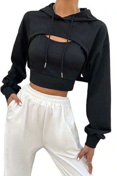 StreetWear Outlet Women's Hoodie and Tank Top Set, Cropped, Dropped Shoulders
