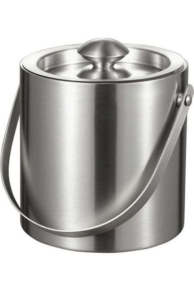 Blusmart Ice Bucket with Lid and Tongs, Double Layer, Stainless Steel, 1.5 L