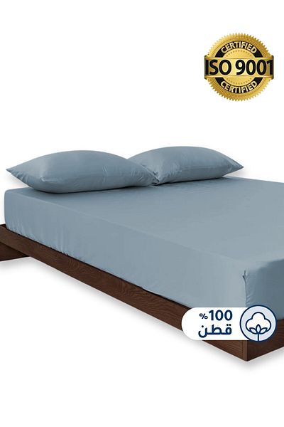 Master Home Textile طقم ملاءات قطنية ملائمة، 3 قطع مقاس كوين، 100% قطن 200TC، جيب عميق 35 سم، يناسب سرير 160 × 200 سم