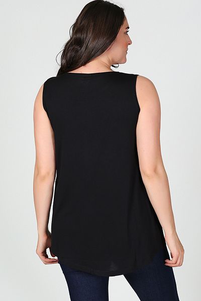 Curvy Trend Large Size Daisies Printed Sleeveless Viscose Basic Blouse