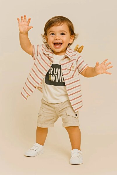 iklimix Muslim Shirt Linen Side Pocket Capri 3 Piece Set