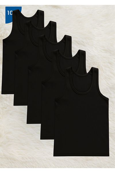 Loule 100% Cotton Men's Clothing 5 Pieces Black - 5 Pieces White Undershirt Ll.K10.O30.001