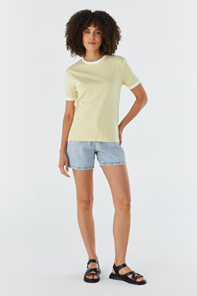 Shopping Shop Λεπτομερής μπλούζα με ρίγες ΚΙΤΡΙΝΗ