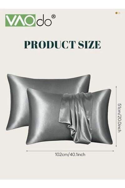 VAODO 2 Silk Pillowcase Set Soft Breathable 51*102CM Grey