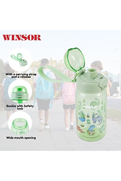 Winsor Pinnacle Promist Water Bottle for Kids With Straw & carrying strap - 600ML