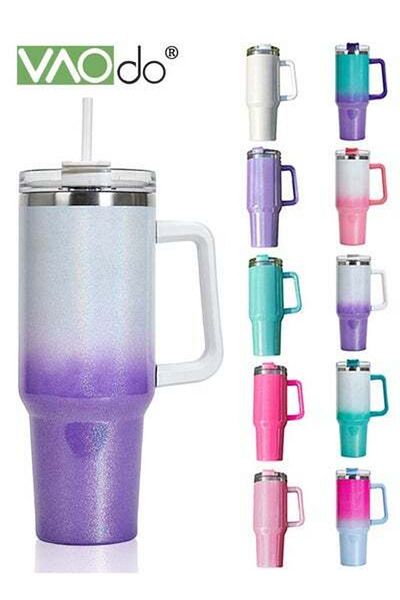 VAODO 40 oz Tumbler with Handle and Straw Lid Reusable Stainless Steel Water Bottle Travel Mug