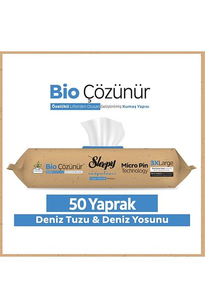 MBB ETİCARET Slepy Bio Surface Cleaning Towel 50 Pieces Sea Salt Seaweed