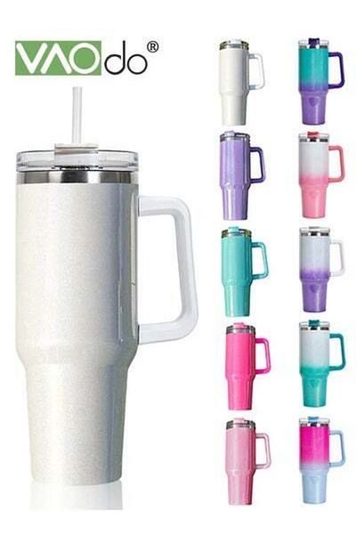 VAODO 40 oz Tumbler with Handle and Straw Lid Reusable Stainless Steel Water Bottle Travel Mug