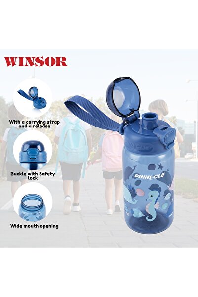 Winsor Pinnacle Promist Water Bottle for Kids With Straw & carrying strap - 600ML