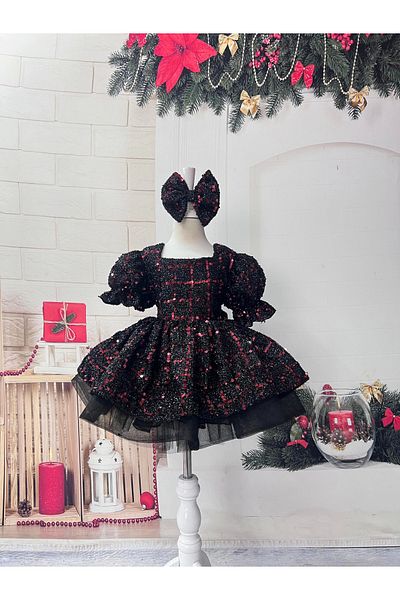 Nissa Black Red Sparkly New Year's Princess Dress Evening Dress