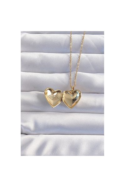 Skygo 316L Steel Chain Gold Color Zircon Stone Eye Figure Openable Heart Model Necklace - Tj-Bko8975