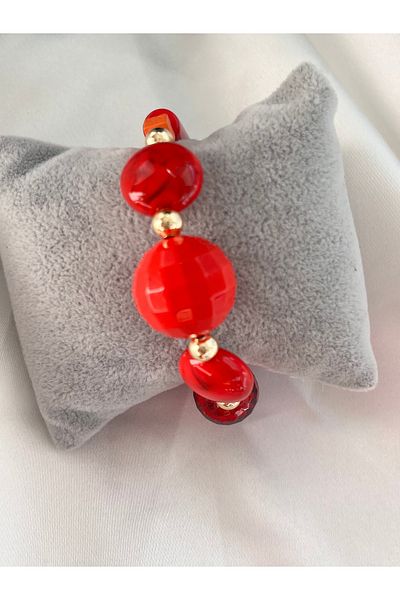 COCOSH TAKI Multiple Bracelet with Red Stone Gold Details