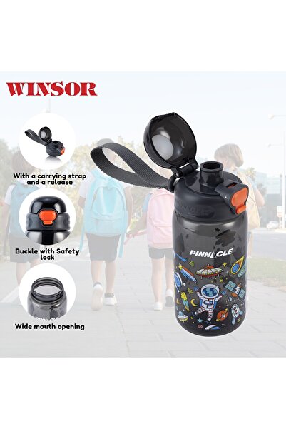 Winsor Pinnacle Promist Water Bottle for Kids With Straw & carrying strap - 600ML