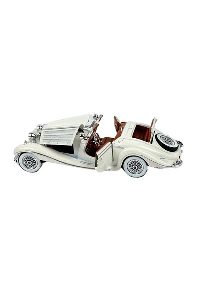 BaoBao Metal Model Car Mercedes-Benz 500K Roadster 1:24 Pearl White With Moving Doors And Hood BaoBao