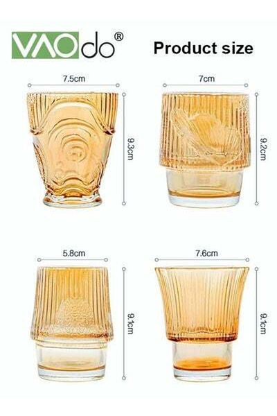 VAODO 4PCS Glass Water Cup Set Drinking Glass Stackable Design Lead-free Teacup Suitable
